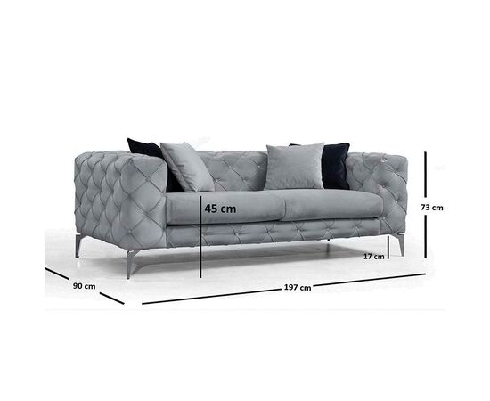 Καναπές 2θέσιος PWF-0502 pakoworld βελούδο γκρι-χρώμιο 197x90x73εκ - ΚΑΡΕΚΛΕΣ ΓΡΑΦΕΙΟΥ στο Milonadakis.gr