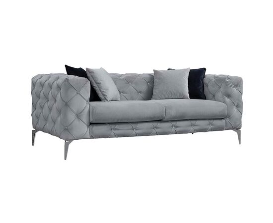 Καναπές 2θέσιος PWF-0502 pakoworld βελούδο γκρι-χρώμιο 197x90x73εκ - ΚΑΡΕΚΛΕΣ ΓΡΑΦΕΙΟΥ στο Milonadakis.gr