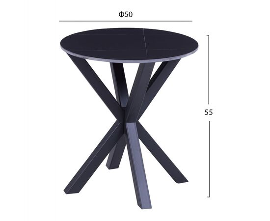 ΒΟΗΘΗΤΙΚΟ ΤΡΑΠΕΖΑΚΙ ΣΤΡΟΓΓΥΛΟ HM9473.04 BLACK MARBLE ΕΠΙΦΑΝΕΙΑ ΜΑΥΡΗ ΒΑΣΗ Φ50x55Yεκ. - ΒΟΗΘΗΤΙΚΑ ΤΡΑΠΕΖΑΚΙΑ στο Milonadakis.gr