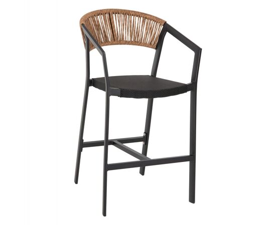 ΣΚΑΜΠΟ ΑΛΟΥΜΙΝΙΟΥ HM5892.15 ΜΕΣΑΙΟΥ ΥΨΟΥΣ RATTAN & TEXTLINE ΜΑΥΡΟ ΜΠΕΖ 56,5x57x99,5Y - ΣΚΑΜΠΩ στο Milonadakis.gr