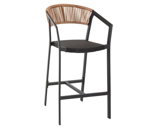ΣΚΑΜΠΟ ΑΛΟΥΜΙΝΙΟΥ ΜΑΥΡΟ ΜΕ ΜΠΡΑΤΣΑ-RATTAN ΜΠΕΖ & TEXTLINE HM5892.05 56x58x105Y εκ. - ΣΚΑΜΠΩ στο Milonadakis.gr