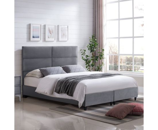 ΚΡΕΒΑΤΙ MILO ΑΠΟ ΓΚΡΙ ΒΕΛΟΥΔΟ HM616.10 ΓΙΑ ΣΤΡΩΜΑ 160x200 EK. - ΚΡΕΒΑΤΙΑ στο Milonadakis.gr