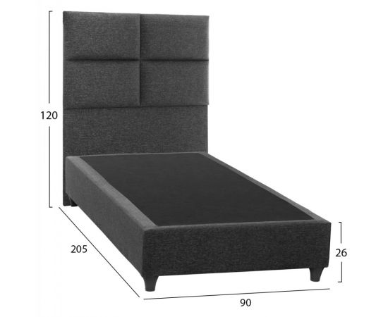 ΚΡΕΒΑΤΙ MILO ΑΠΟ ΓΚΡΙ ΥΦΑΣΜΑ HM652.01 ΓΙΑ ΣΤΡΩΜΑ 90x200 εκ. - ΚΡΕΒΑΤΙΑ στο Milonadakis.gr