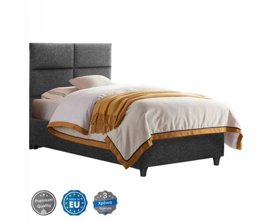 ΚΡΕΒΑΤΙ MILO ΑΠΟ ΓΚΡΙ ΥΦΑΣΜΑ HM652.01 ΓΙΑ ΣΤΡΩΜΑ 90x200 εκ. - ΚΡΕΒΑΤΙΑ στο Milonadakis.gr