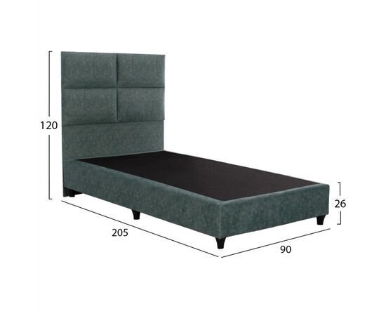 ΚΡΕΒΑΤΙ MILO ΑΠΟ ΠΡΑΣΙΝΟ ΥΦΑΣΜΑ τύπου NUBUCK HM652.27 ΓΙΑ ΣΤΡΩΜΑ 90x200 εκ. - ΚΡΕΒΑΤΙΑ στο Milonadakis.gr