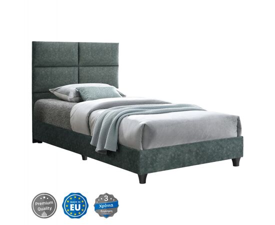 ΚΡΕΒΑΤΙ MILO ΑΠΟ ΠΡΑΣΙΝΟ ΥΦΑΣΜΑ τύπου NUBUCK HM652.27 ΓΙΑ ΣΤΡΩΜΑ 90x200 εκ. - ΚΡΕΒΑΤΙΑ στο Milonadakis.gr