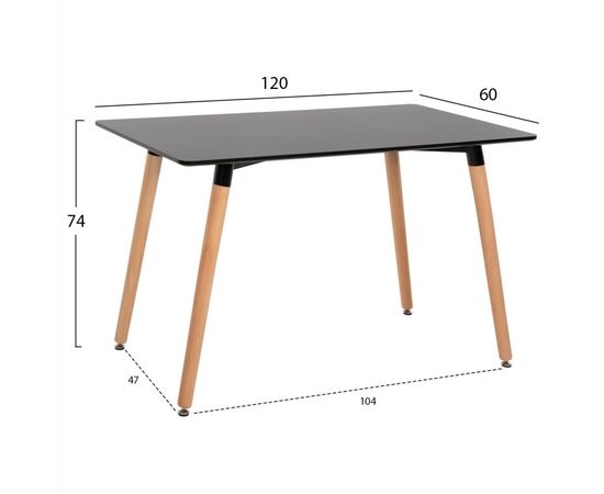 ΤΡΑΠΕΖΙ MINIMAL HM8581.02 ΜΑΥΡΟ MDF-ΠΟΔΙΑ ΟΞΙΑ ΣΕ ΦΥΣΙΚΟ ΧΡΩΜΑ- 120Χ60X74Υεκ. - ΤΡΑΠΕΖΙΑ ΚΟΥΖΙΝΑΣ στο Milonadakis.gr