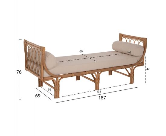 ΚΑΝΑΠΕΣ ΕΞΩΤΕΡΙΚΟΥ ΧΩΡΟΥ CHARMELLA HM9659 ΦΥΣΙΚΟ RATTAN-ΜΠΕΖ ΜΑΞΙΛΑΡΙΑ 187x69x76Yεκ. - ΚΑΝΑΠΕΔΕΣ στο Milonadakis.gr