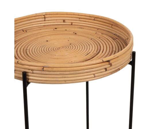 ΤΡΑΠΕΖΑΚΙ ΒΟΗΘΗΤΙΚΟ FLY HM7906 RATTAN ΦΥΣΙΚΟ ΧΡΩΜΑ-ΜΕΤΑΛΛΙΚΗ ΒΑΣΗ ΜΑΥΡΗ Φ40x53Yεκ. - ΒΟΗΘΗΤΙΚΑ ΤΡΑΠΕΖΑΚΙΑ στο Milonadakis.gr