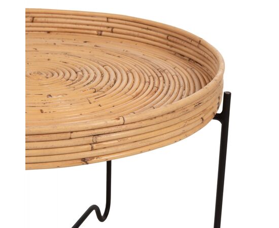 ΤΡΑΠΕΖΑΚΙ ΒΟΗΘΗΤΙΚΟ FLY HM7907 RATTAN ΦΥΣΙΚΟ ΧΡΩΜΑ-ΜΕΤΑΛΛΙΚΗ ΒΑΣΗ ΜΑΥΡΗ Φ50x40Υεκ. - ΒΟΗΘΗΤΙΚΑ ΤΡΑΠΕΖΑΚΙΑ στο Milonadakis.gr