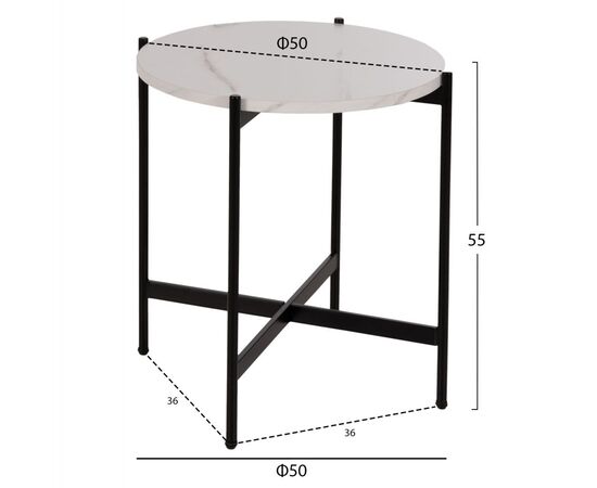 ΒΟΗΘΗΤΙΚΟ ΤΡΑΠΕΖΙ HM9589.05 MDF ΛΕΥΚΟ ΜΑΡΜΑΡΟ-ΜΑΥΡΗ ΜΕΤΑΛΛΙΚΗ ΒΑΣΗ Φ50x55Υεκ. - ΒΟΗΘΗΤΙΚΑ ΤΡΑΠΕΖΑΚΙΑ στο Milonadakis.gr
