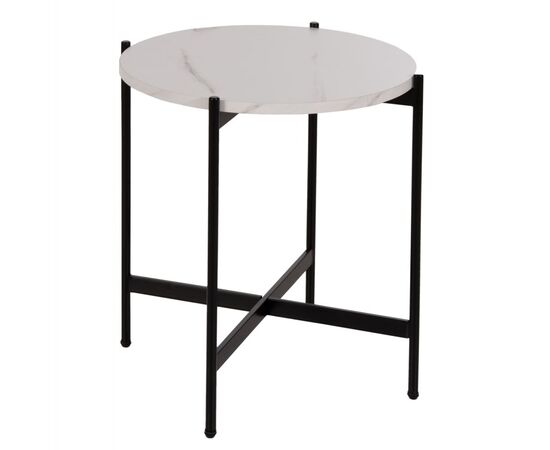 ΒΟΗΘΗΤΙΚΟ ΤΡΑΠΕΖΙ HM9589.05 MDF ΛΕΥΚΟ ΜΑΡΜΑΡΟ-ΜΑΥΡΗ ΜΕΤΑΛΛΙΚΗ ΒΑΣΗ Φ50x55Υεκ. - ΒΟΗΘΗΤΙΚΑ ΤΡΑΠΕΖΑΚΙΑ στο Milonadakis.gr