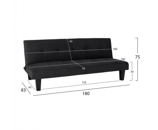 ΚΑΝΑΠΕΣ ΚΡΕΒΑΤΙ ODESSA HM3000.14 ΜΑΥΡΟ ΒΕΛΟΥΔΟ 180x83x75Y εκ. - ΚΑΝΑΠΕΔΕΣ-ΣΑΛΟΝΙΑ στο Milonadakis.gr