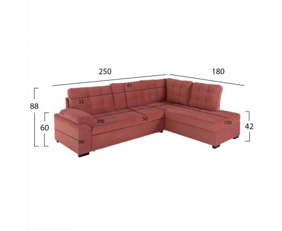 ΚΑΝΑΠΕΣ ΚΡΕΒΑΤΙ JADE HM3144.03R ΔΕΞΙΑ ΓΩΝΙΑ ΣΑΠΙΟ ΜΗΛΟ ΒΕΛΟΥΔΟ 250x80-180x73-88Υεκ. - ΚΑΝΑΠΕΔΕΣ-ΣΑΛΟΝΙΑ στο Milonadakis.gr
