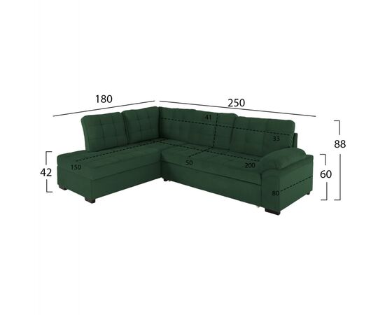 ΚΑΝΑΠΕΣ ΚΡΕΒΑΤΙ JADE HM3144.05L ΑΡΙΣΤΕΡΗ ΓΩΝΙΑ ΣΕ ΚΥΠΑΡΙΣΣΙ ΧΡΩΜΑ 250x180x88Υεκ. - ΚΑΝΑΠΕΔΕΣ-ΣΑΛΟΝΙΑ στο Milonadakis.gr