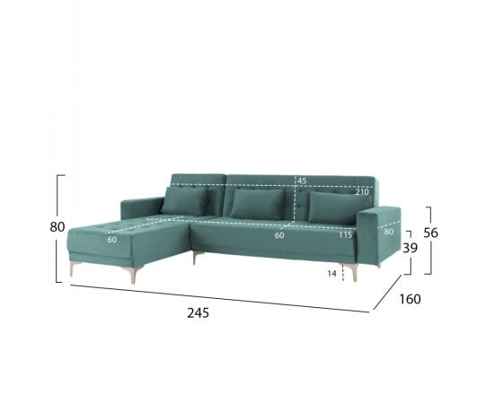 ΚΑΝΑΠΕΣ ΚΡΕΒΑΤΙ ΓΩΝΙΑ ΑΝΑΣΤΡΕΨΙΜΗ ELIZA HM3145.04 ΣΕ ΒΕΡΑΜΑΝ ΒΕΛΟΥΔΟ 245x160x80Υεκ. - ΚΑΝΑΠΕΔΕΣ-ΣΑΛΟΝΙΑ στο Milonadakis.gr