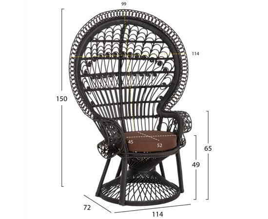 ΠΟΛΥΘΡΟΝΑ ROYAL PEACOCK HM9342.03 RATTAN ΜΑΥΡΟ-ΜΑΞΙΛΑΡΙ ΚΑΦΕ 114x72x150Yεκ. - ΚΑΡΕΚΛΕΣ - ΠΟΛΥΘΡΟΝΕΣ στο Milonadakis.gr