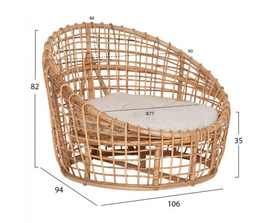 ΠΟΛΥΘΡΟΝΑ ENTO HM9814 RATTAN ΣΕ ΦΥΣΙΚΟ-ΛΕΥΚΟ ΜΑΞΙΛΑΡΙ 106x94x82Yεκ. - ΚΑΡΕΚΛΕΣ - ΠΟΛΥΘΡΟΝΕΣ στο Milonadakis.gr