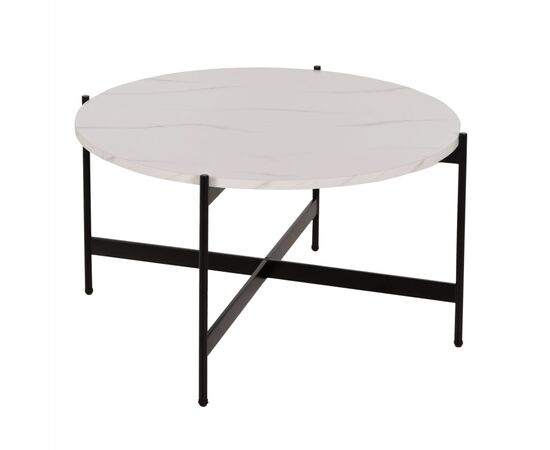 ΤΡΑΠΕΖΙ ΣΑΛΟΝΙΟΥ HM9588.05 MDF ΛΕΥΚΟ ΜΑΡΜΑΡΟ-ΜΑΥΡΗ ΜΕΤΑΛΛΙΚΗ ΒΑΣΗ Φ80x45Υεκ. - ΤΡΑΠΕΖΑΚΙΑ ΣΑΛΟΝΙΟΥ στο Milonadakis.gr