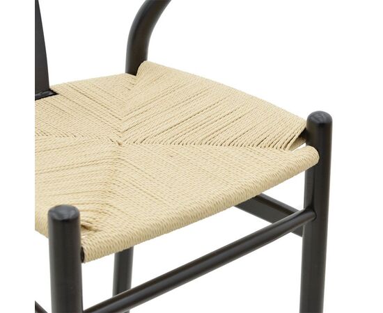 Σκαμπό μπαρ Wishbone pakoworld ξύλο οξιάς μαύρο-έδρα φυσικό σχοινί 53x54x107εκ - ΣΚΑΜΠΟ ΜΠΑΡ στο Milonadakis.gr